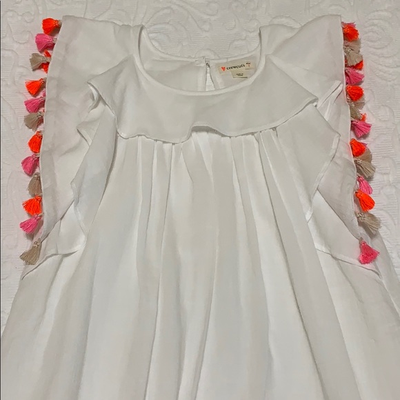 J.Crew Crewcut tassel white beach dress size 7 EUC - Picture 4 of 6